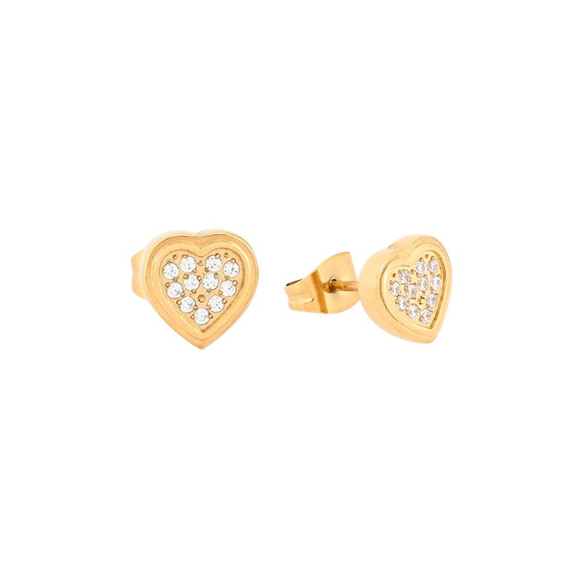 Pendientes pequeños de acero con corazón