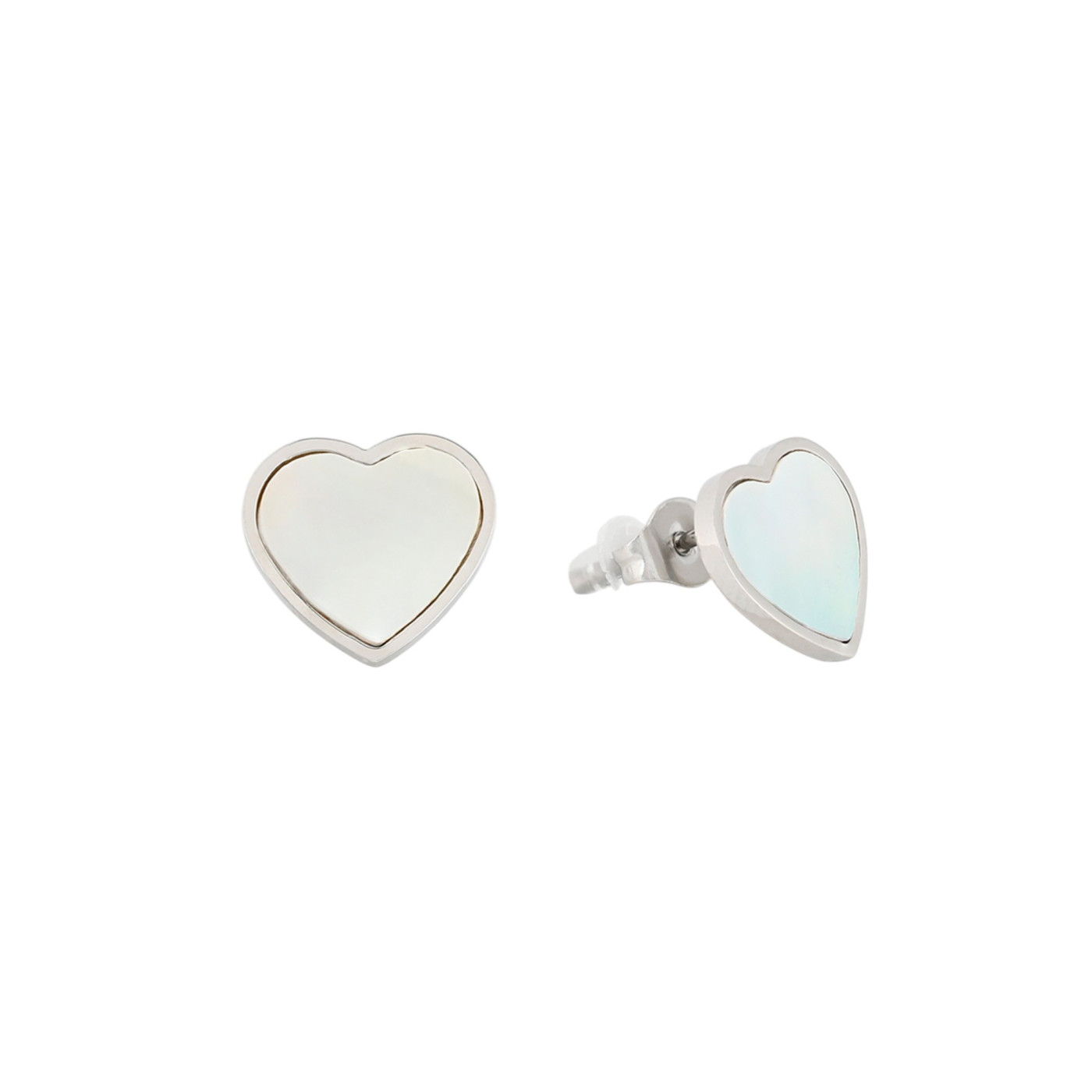 Boucles d\'oreille acier coeur nacre GB
