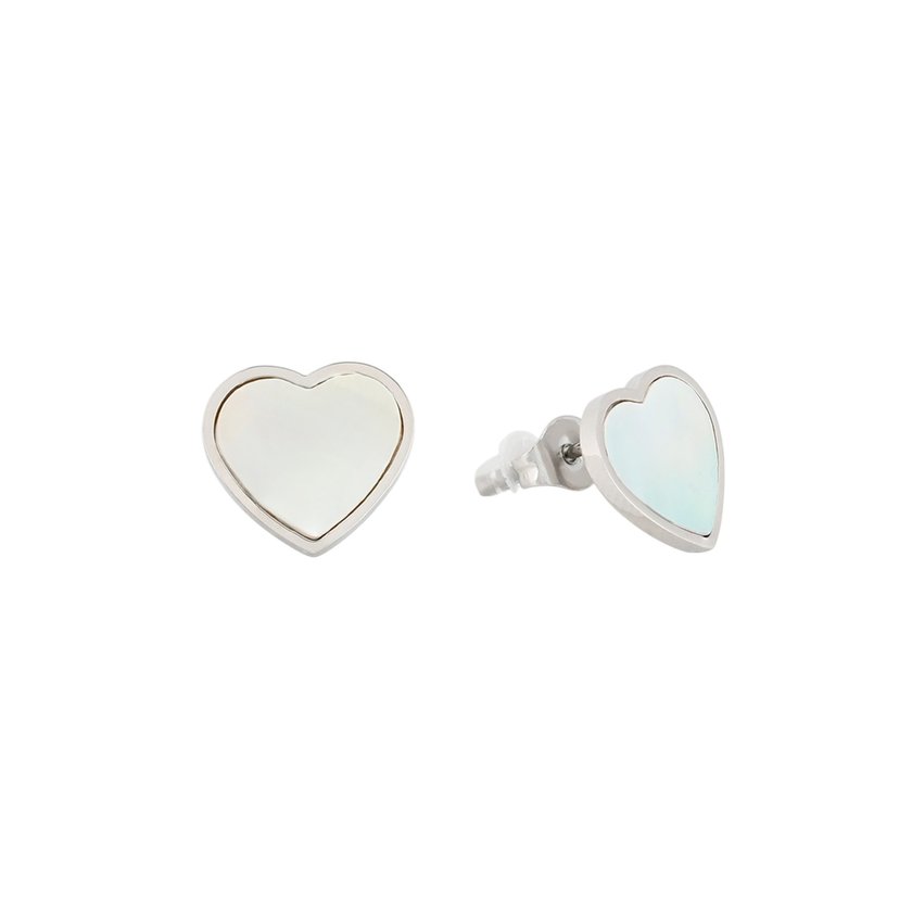 Boucles d'oreille acier coeur nacre GB