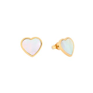 Boucles d'oreille acier coeur nacre GB