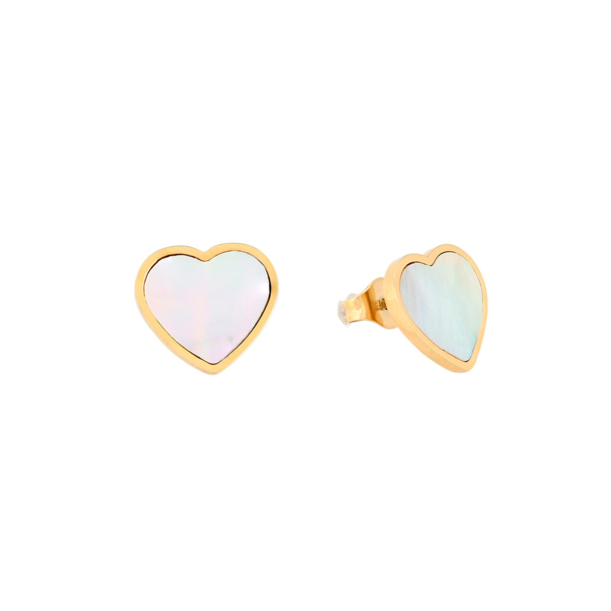 Boucles d\'oreille acier coeur nacre GB