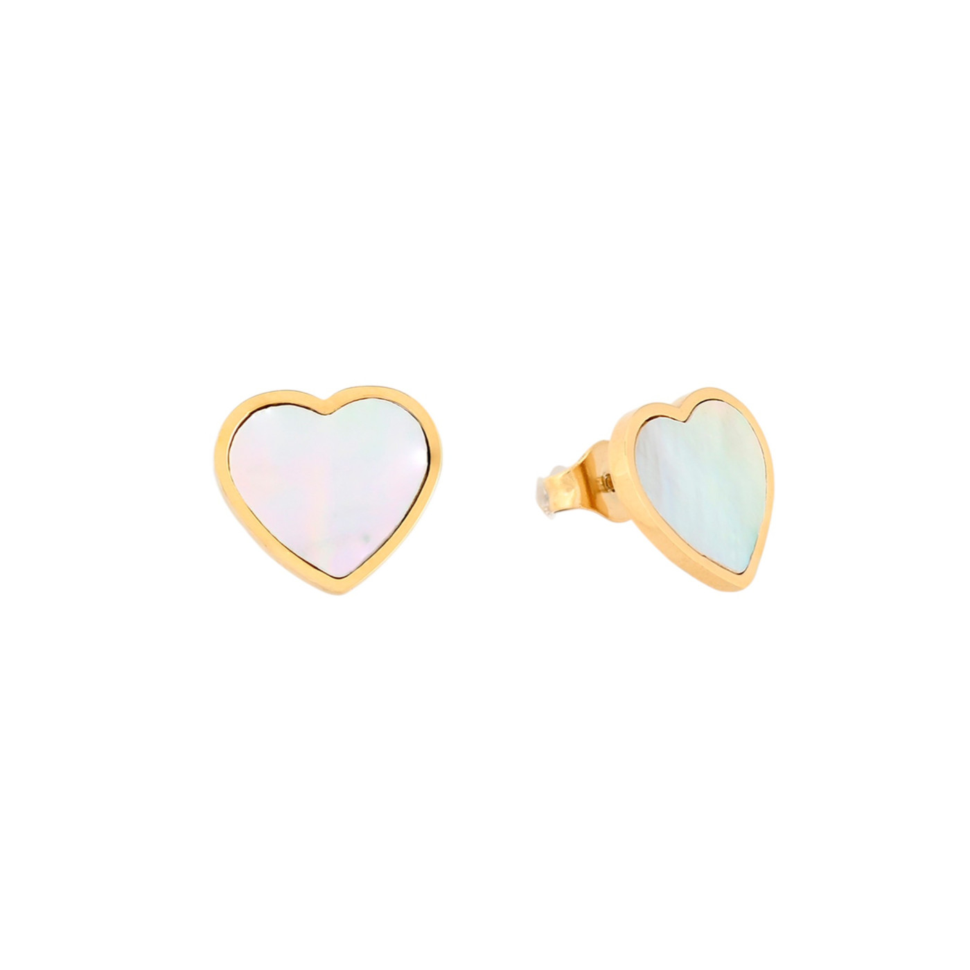 Boucles d\'oreille acier coeur nacre GB