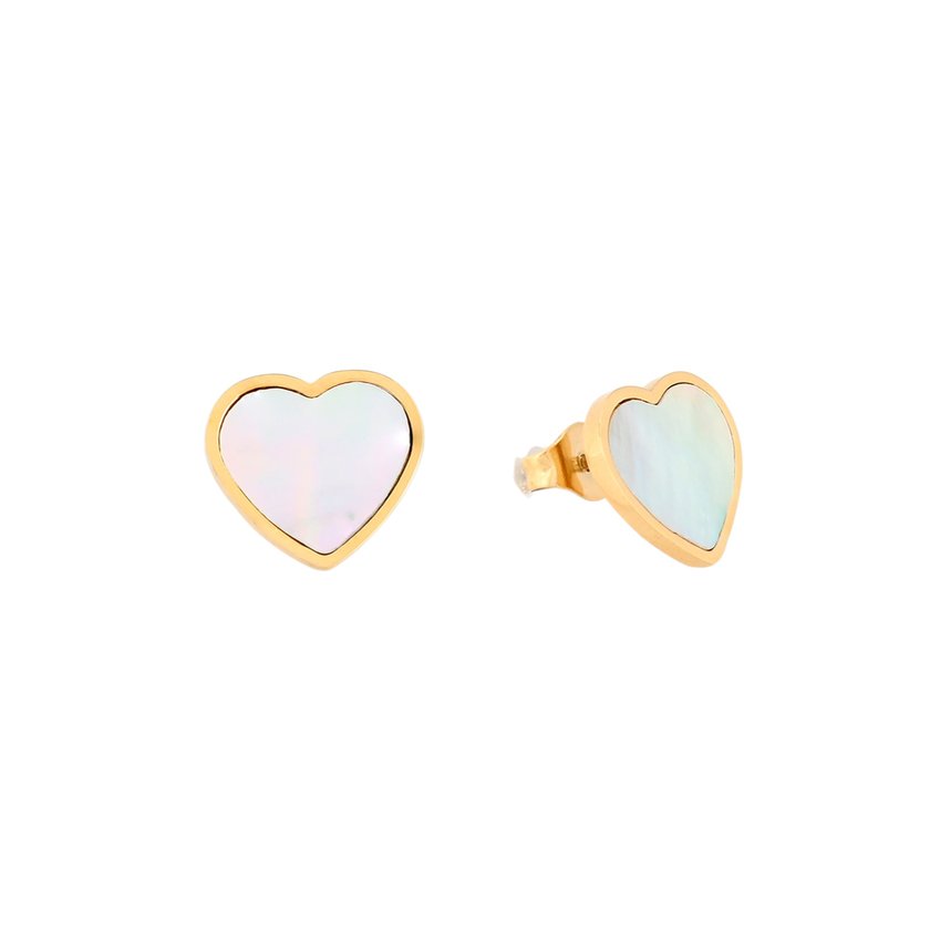 Mother-of-pearl heart steel earring GB