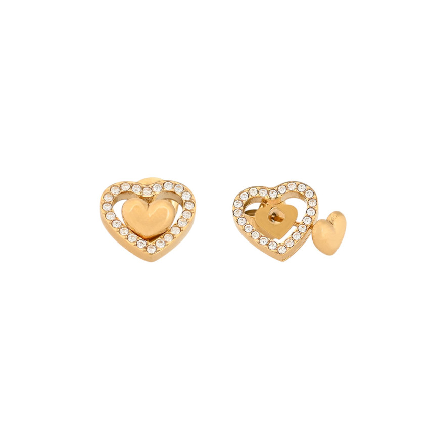 GB shiny heart steel earrings