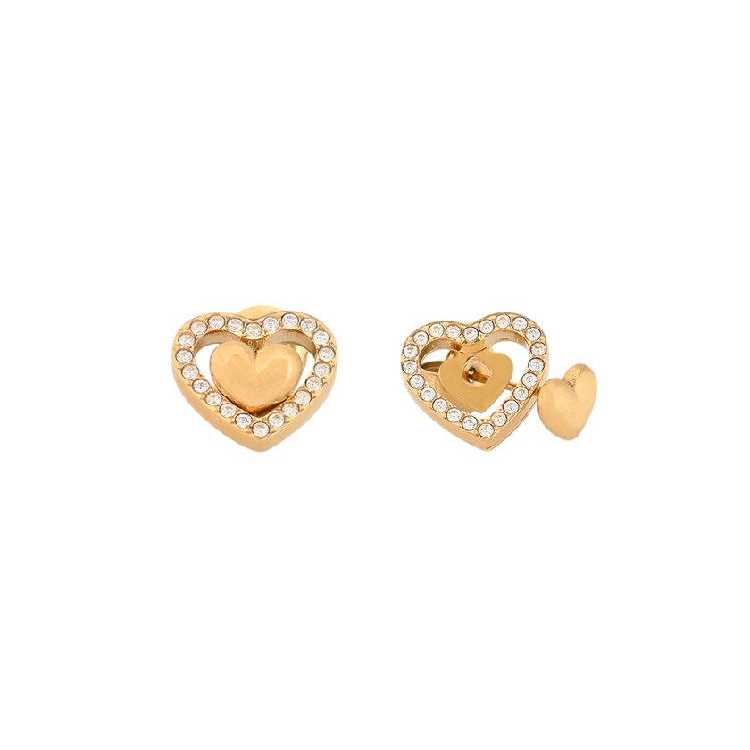 Orecchini GB in acciaio con cuore lucido