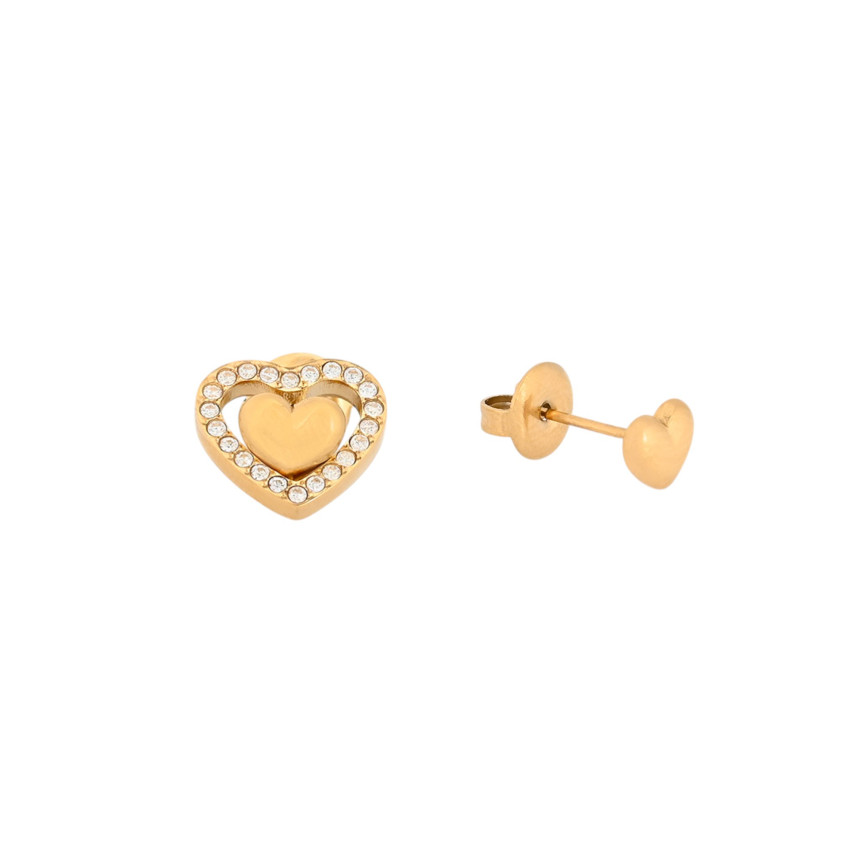 Boucles d'oreille acier coeur brillant GB