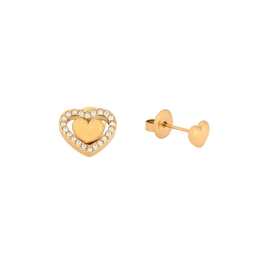 Orecchini GB in acciaio con cuore lucido