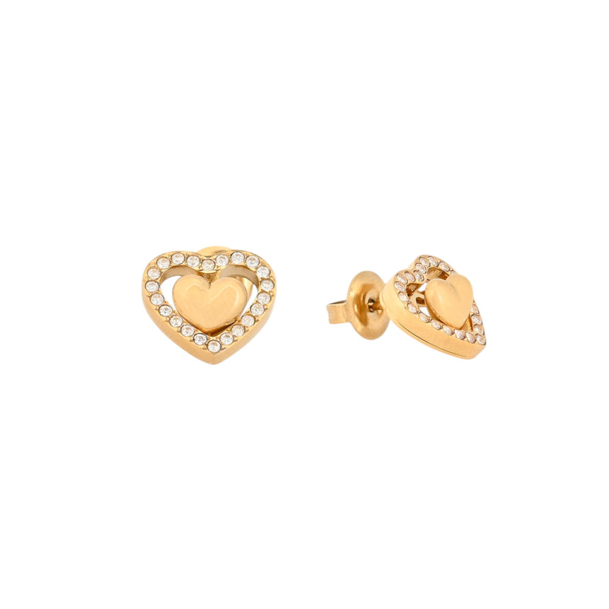 GB shiny heart steel earrings