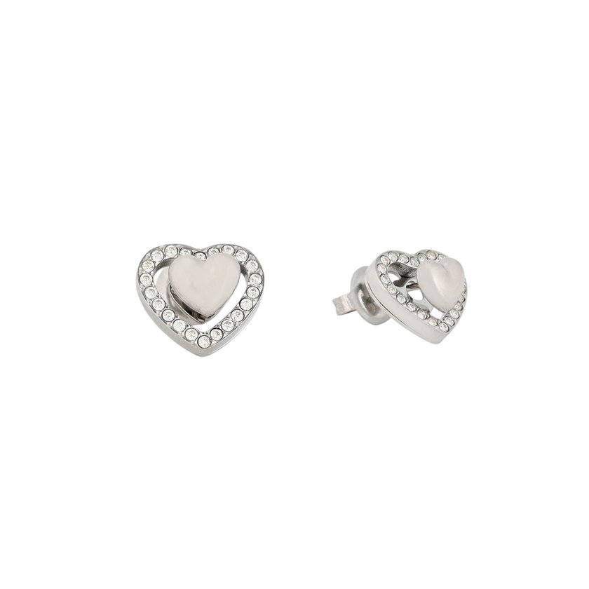 GB shiny heart steel earrings