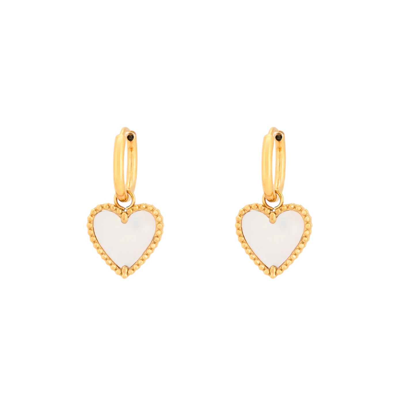 Pendientes acero corazón textura y nácar GB