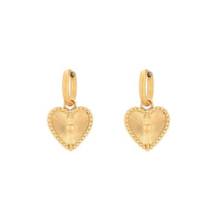 Boucles d'oreilles en acier coeur texture GB
