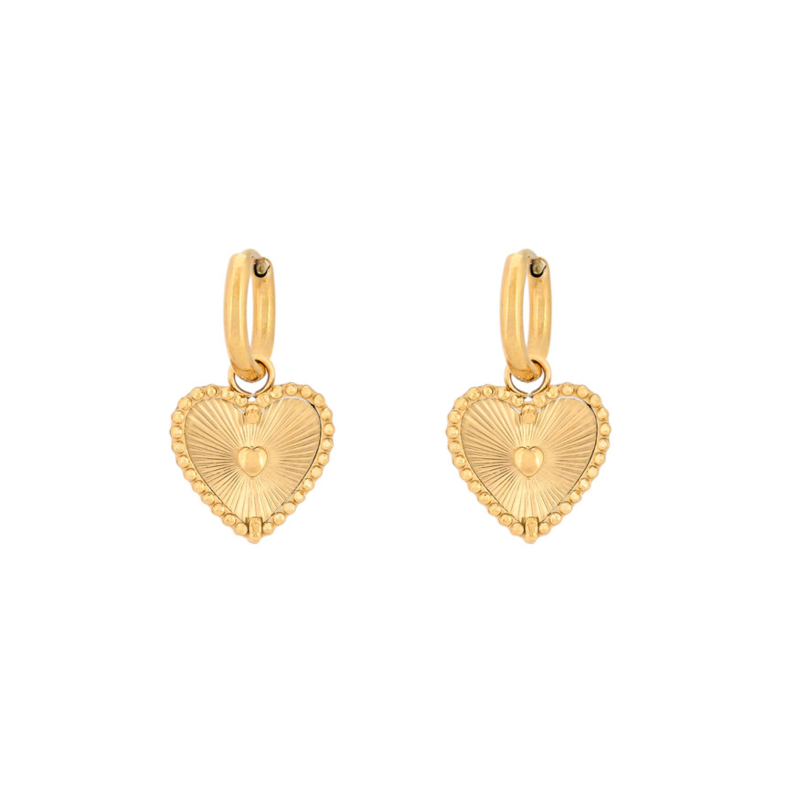 Pendientes en acero corazón textura GB