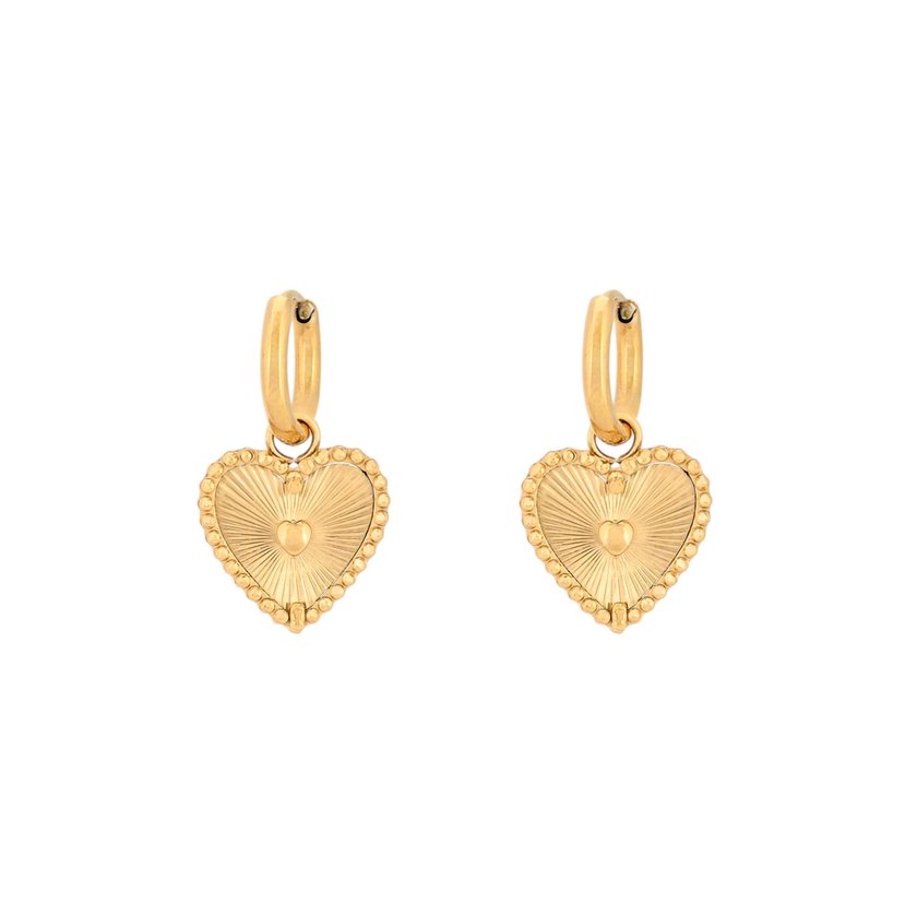 Boucles d'oreilles en acier coeur texture GB