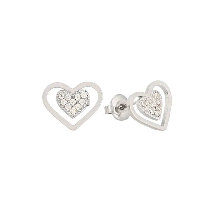 Steel earrings with open heart GB