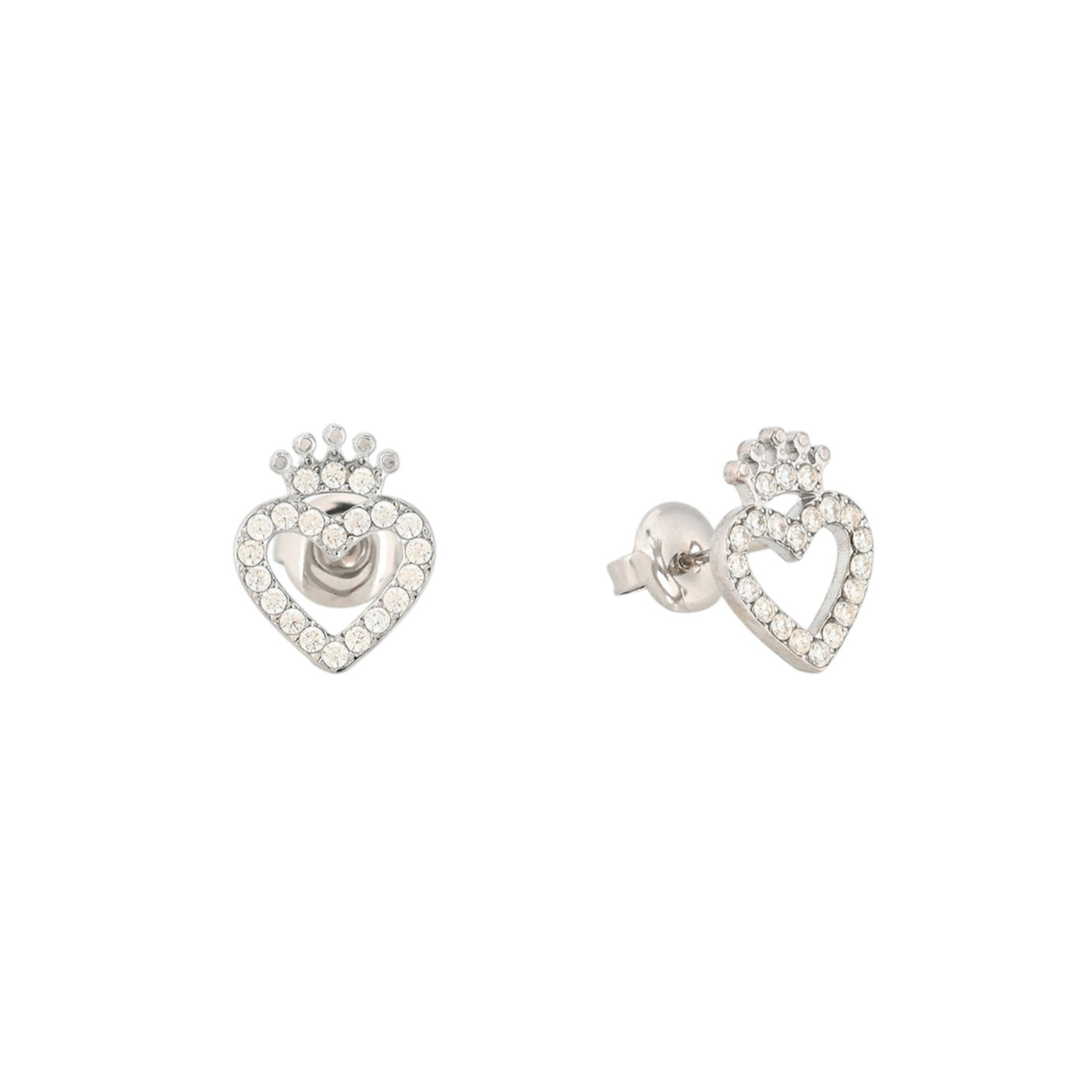 Boucles d\'oreilles en acier coeur et couronne GB