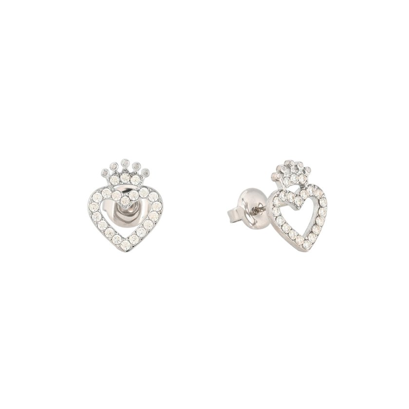 Steel earrings heart and crown GB