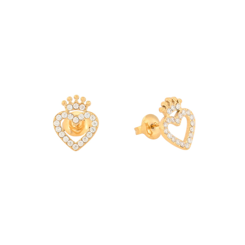 Steel earrings heart and crown GB