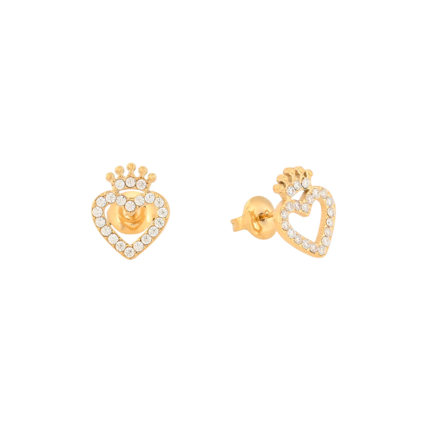 Pendientes en acero corazón y corona GB