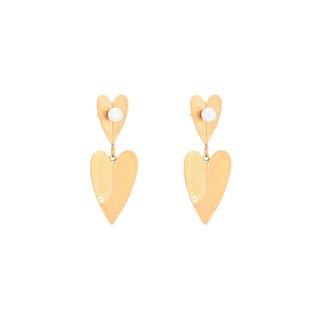 Boucles d'oreilles en acier suspendu double coeur GB