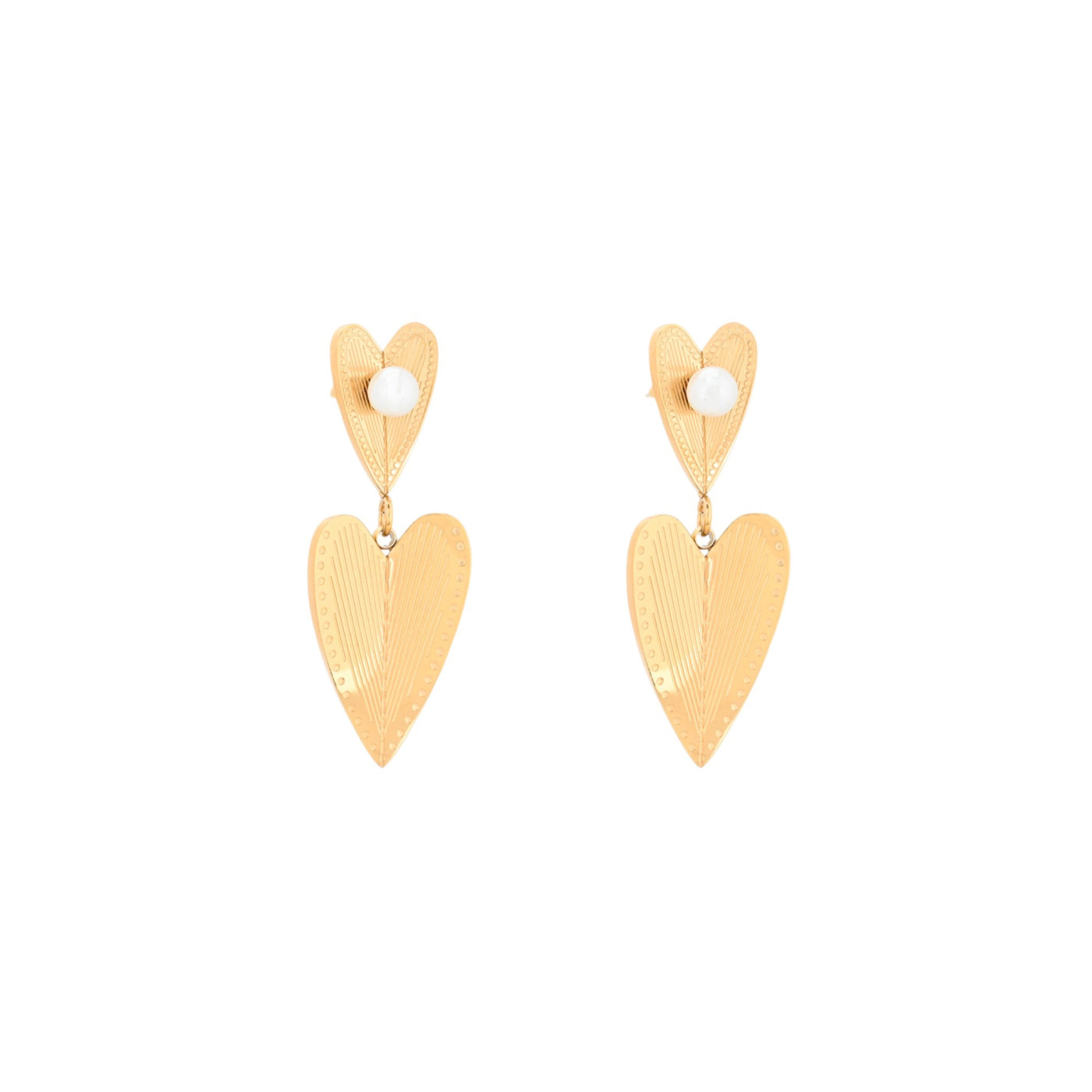 Pendientes en acero colgado doble corazón GB