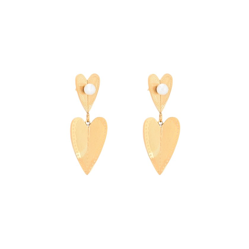 Pendientes en acero colgado doble corazón GB