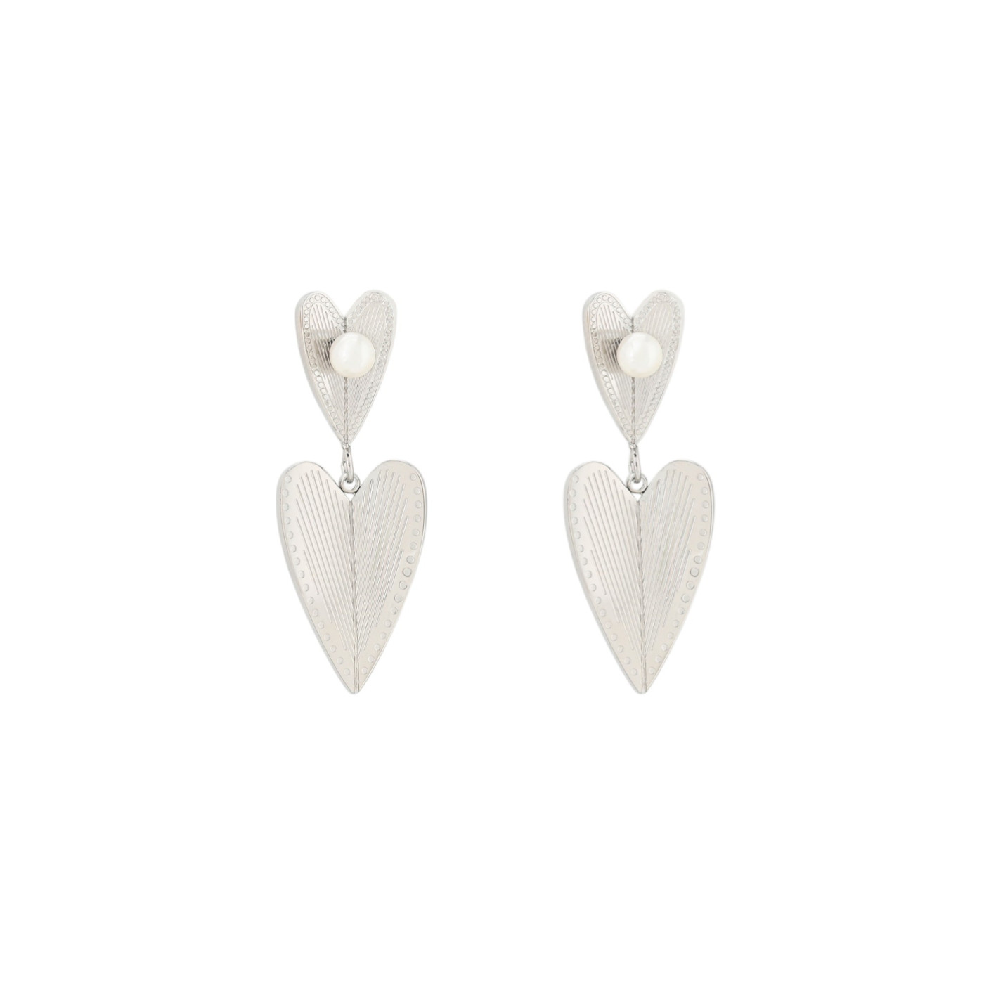 Steel earrings double hearts pending GB