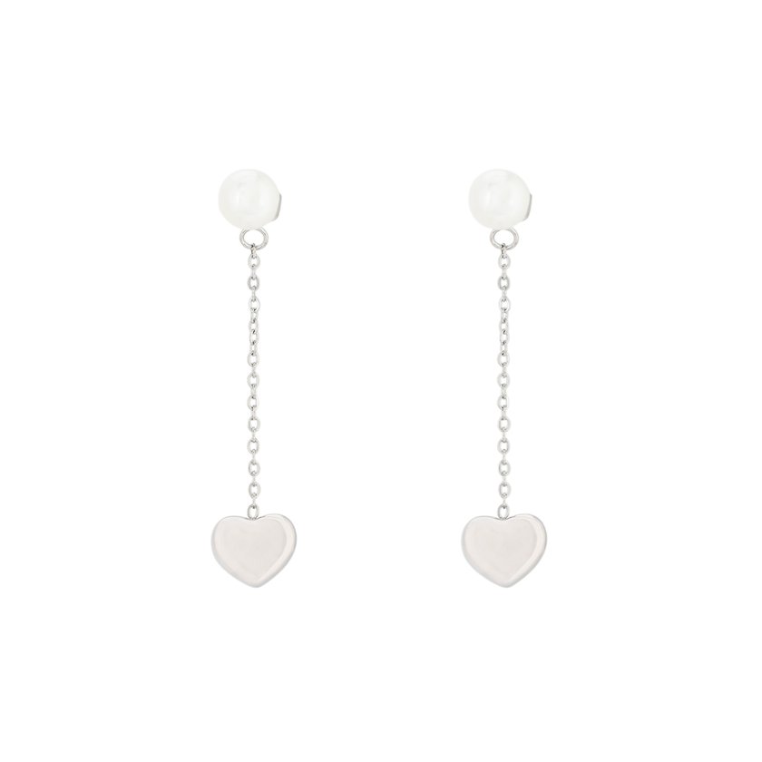 Steel earrings with heart pendant