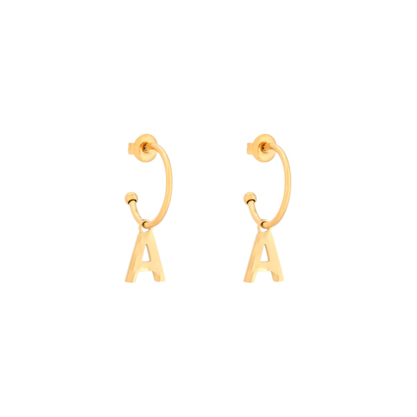 Delicate hoops with initial pendant