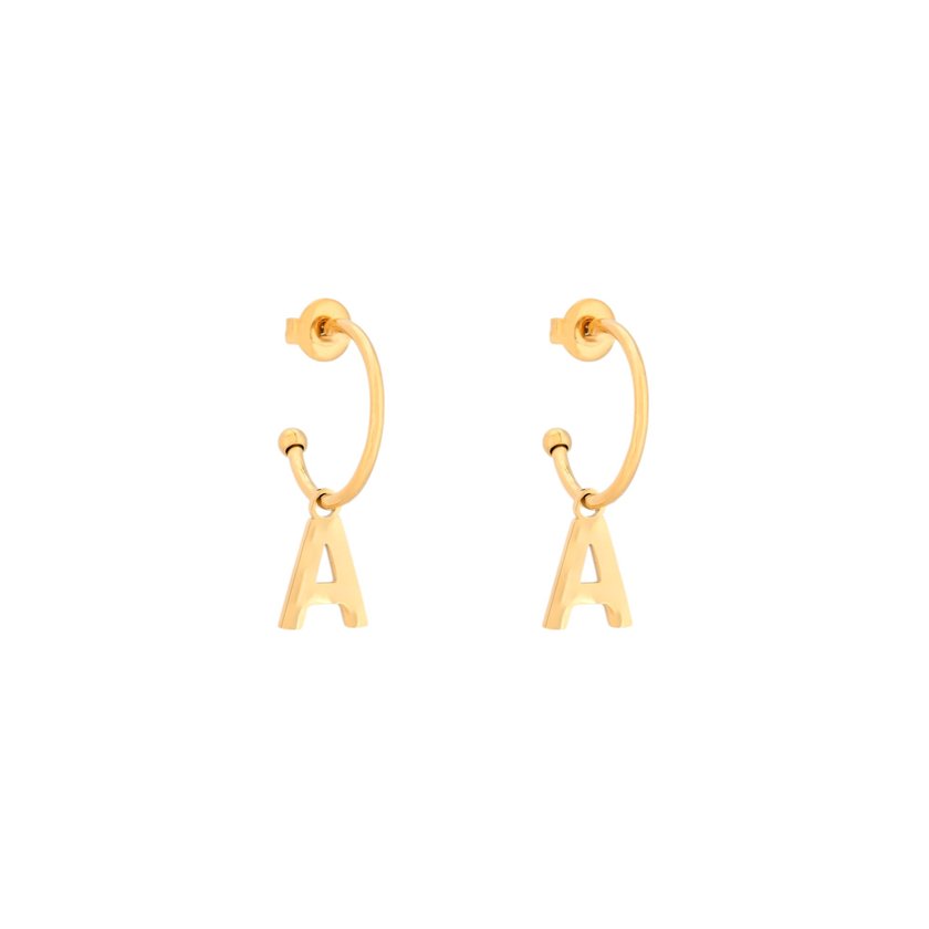 Delicate hoops with initial pendant