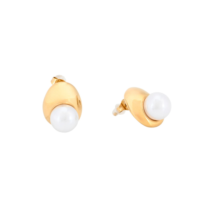 Boucles d\'oreilles en acier ovale perle GB