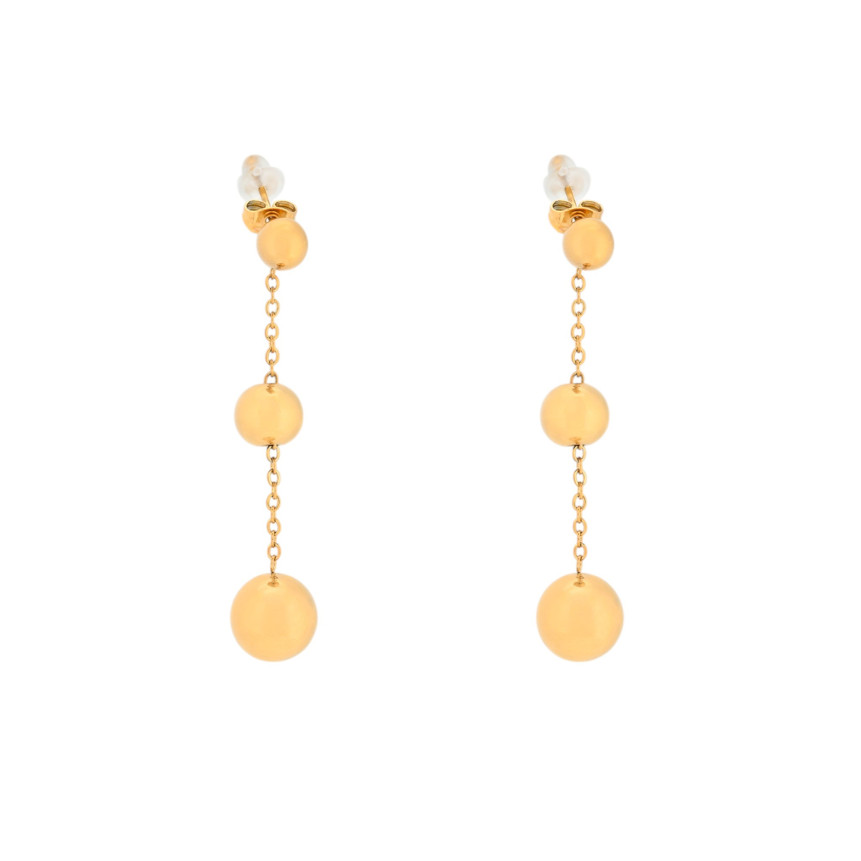Boucles d\'oreilles en acier long boules GB