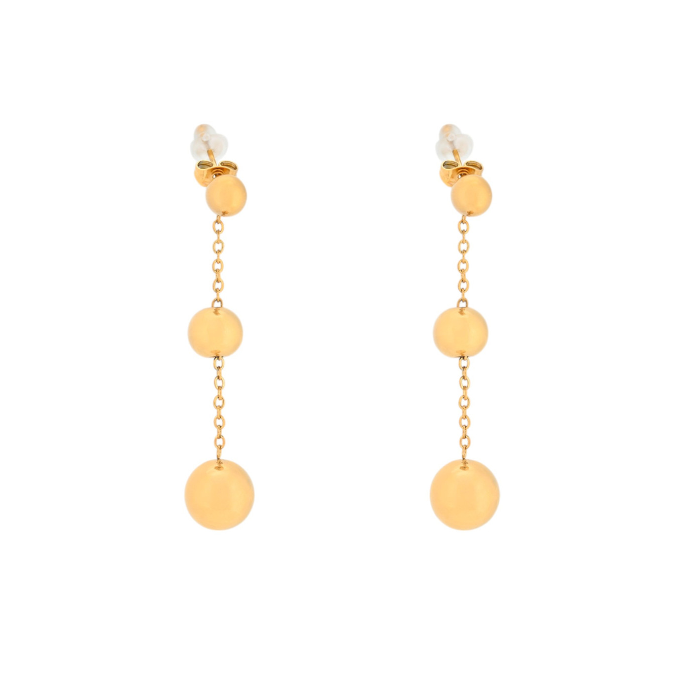 Pendientes en acero largo bolas GB