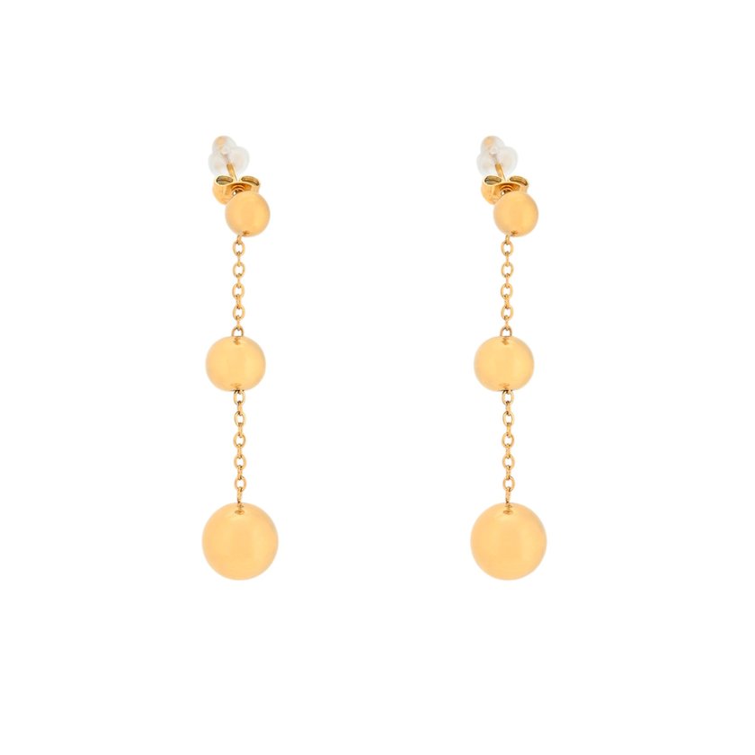 Pendientes en acero largo bolas GB