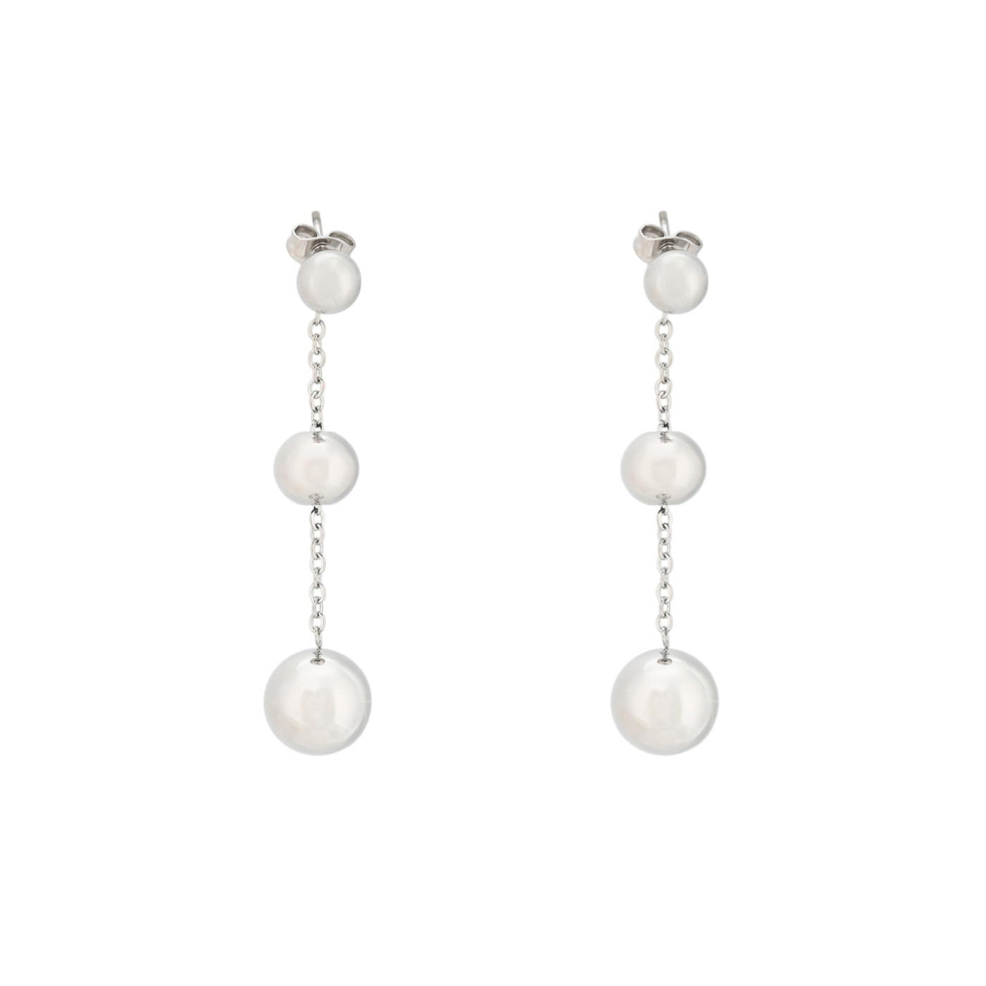 Pendientes en acero largo bolas GB