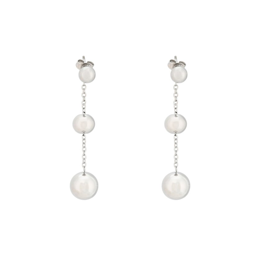 Pendientes en acero largo bolas GB