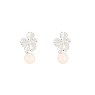 Pendientes colgantes de acero flor y perla GB