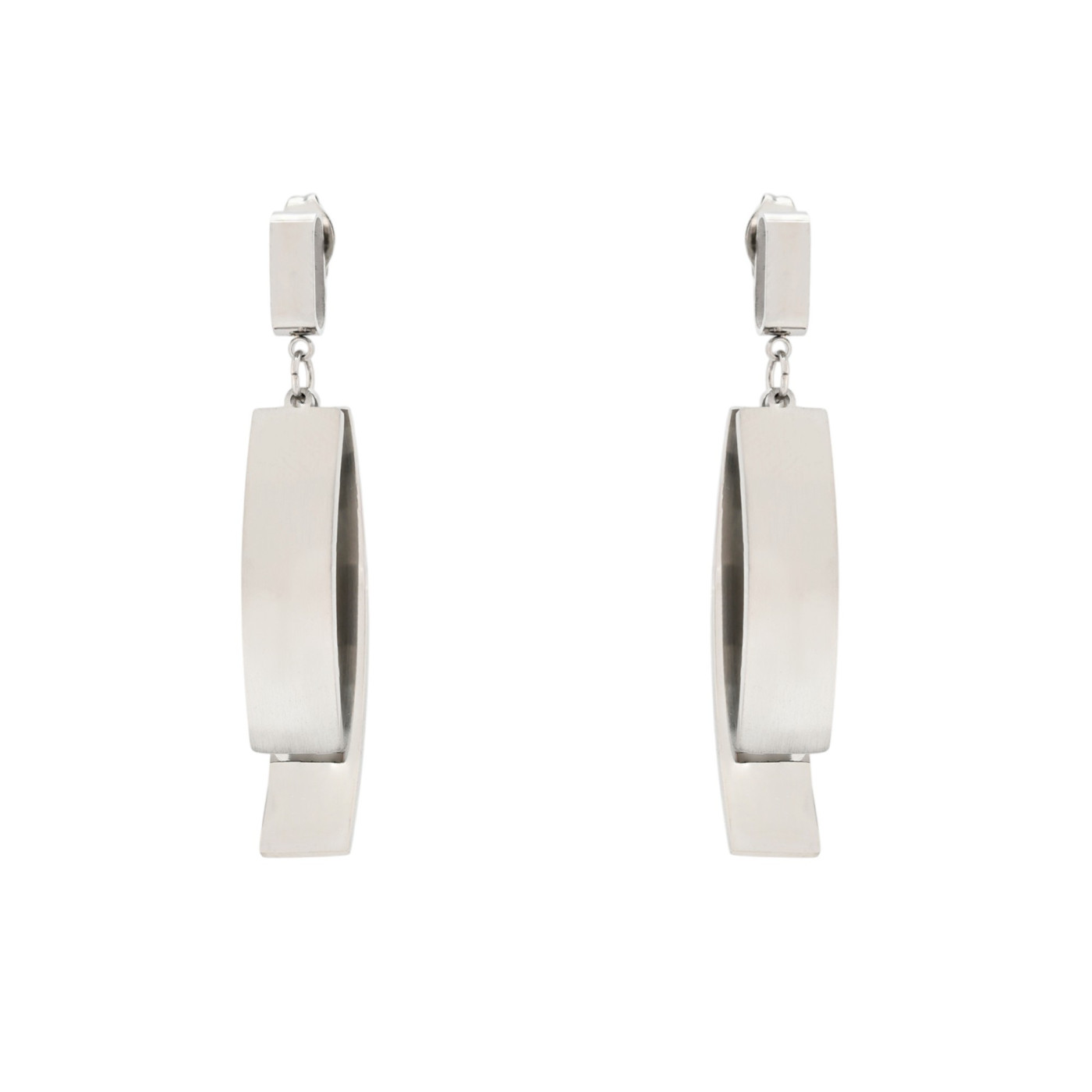 Boucles d\'oreilles acier suspendu géométrique GB