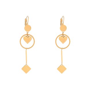 Steel earrings with circle and heart pending GB