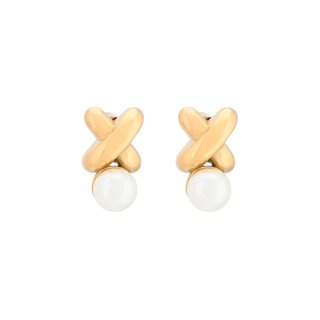 Boucles d'oreilles X en acier avec perle GB