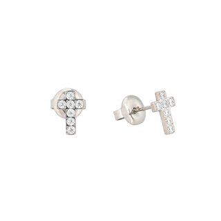 Boucles d'oreilles Delicate avec croix et zirconias