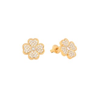 Boucles d'oreilles en acier trèfle zircone GB