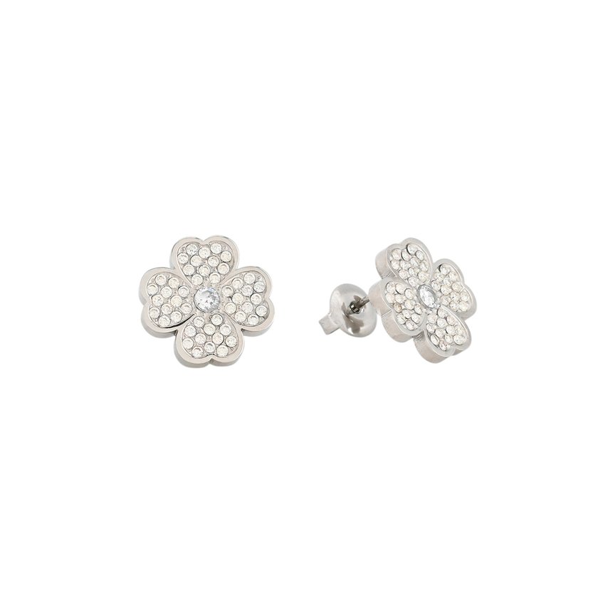Boucles d'oreilles en acier trèfle zircone GB