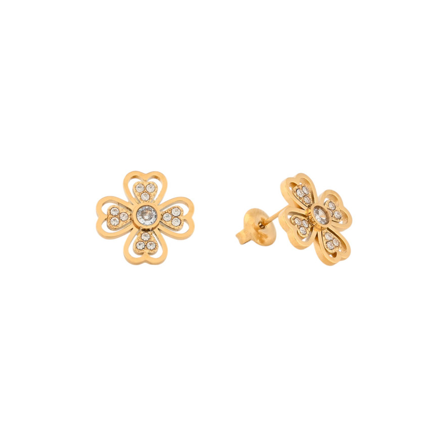 Steel earrings clover open GB