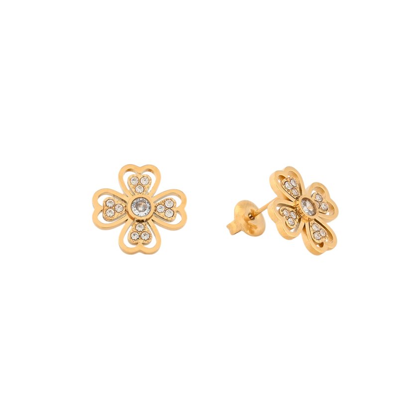 Boucles d'oreilles en acier trèfle ouvert GB