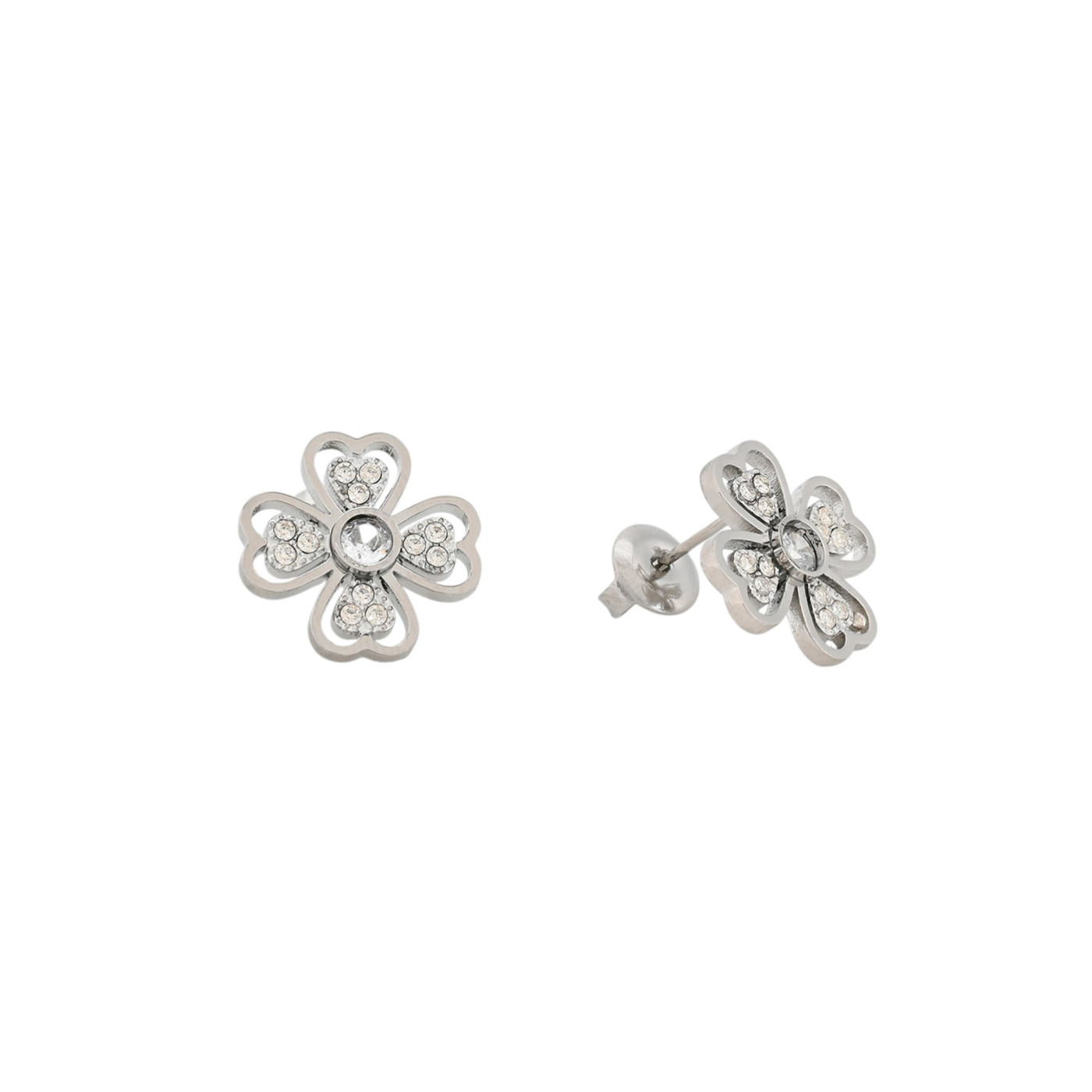 Steel earrings clover open GB