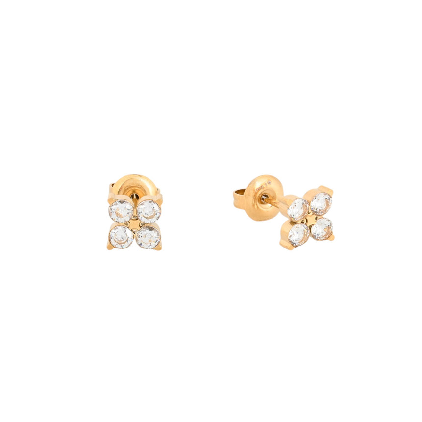 Steel earrings small clover GB