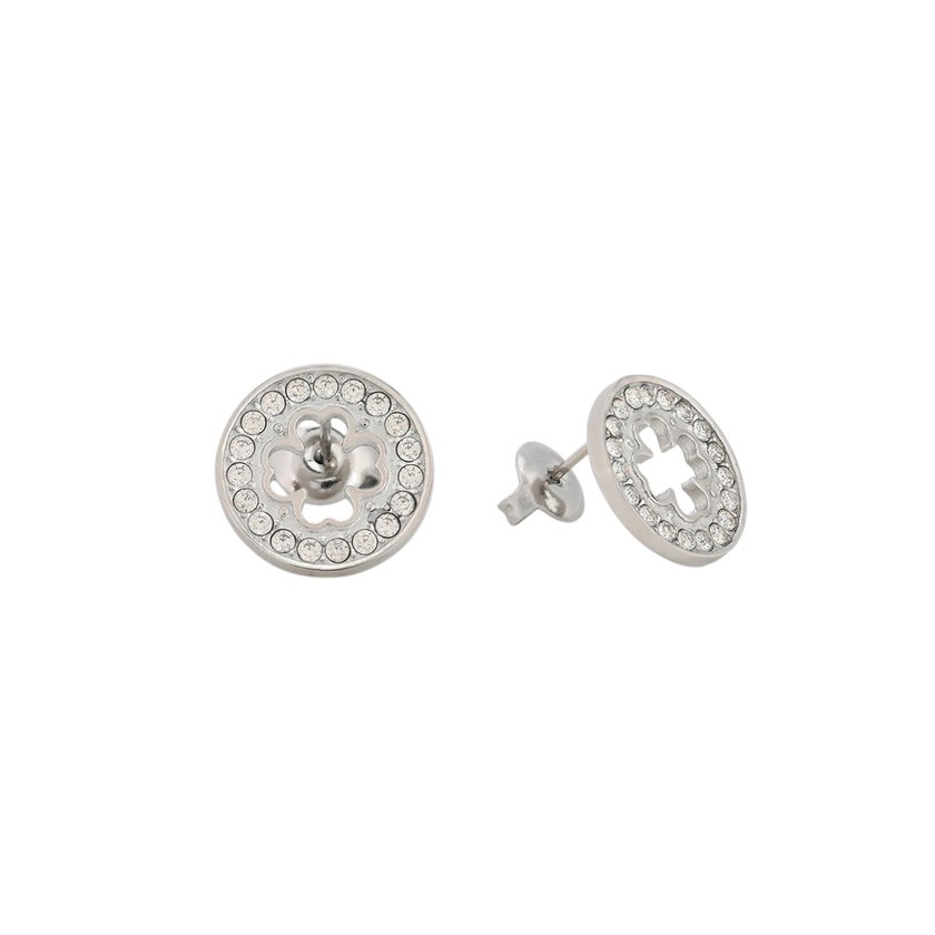 Steel earrings round clover GB