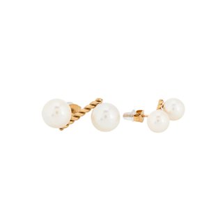 Steel earrings double pearls GB