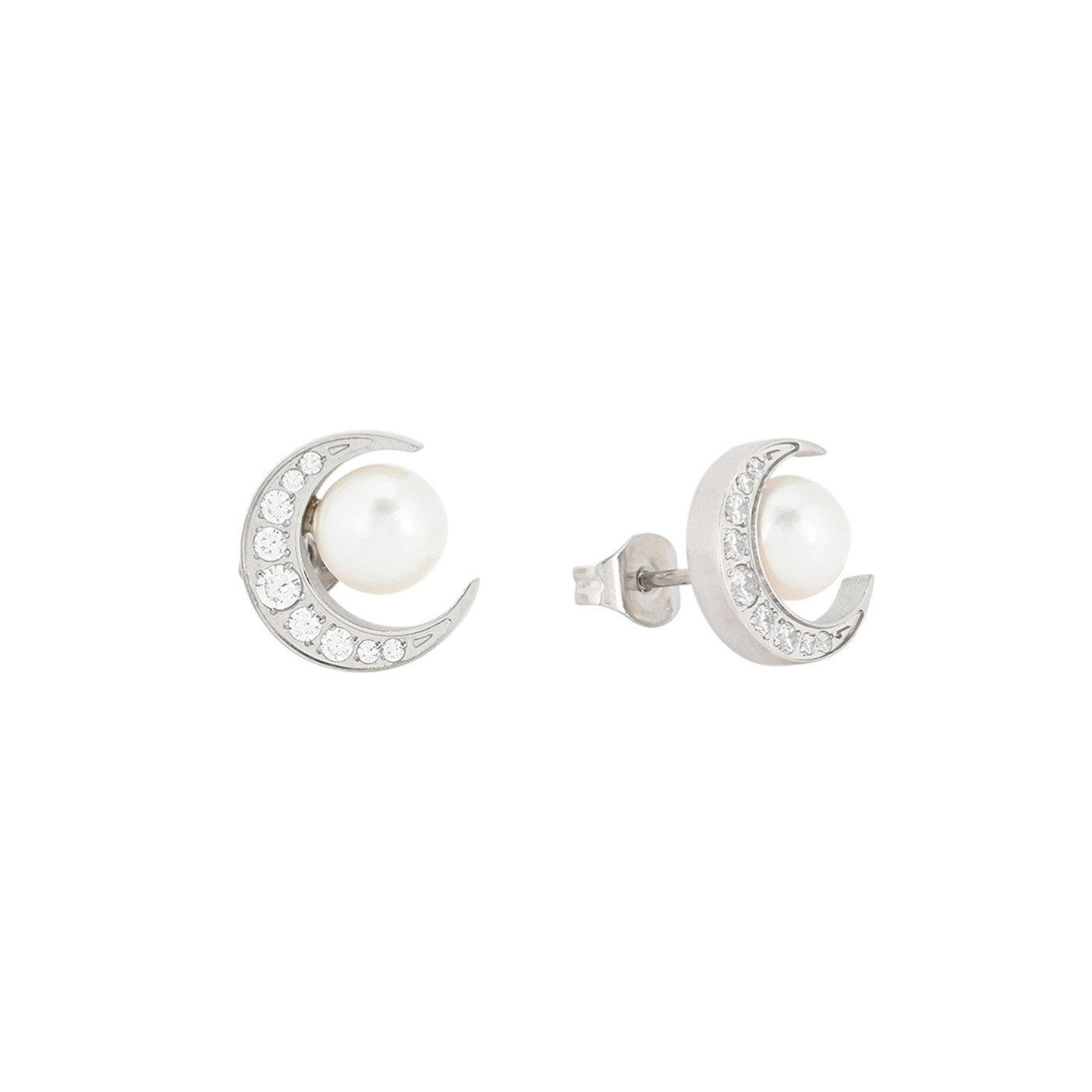 Boucles d\'oreilles lune brillante avec perle GB