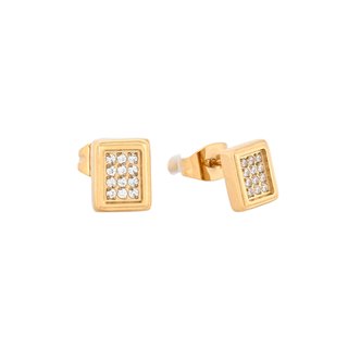 Boucles d'oreilles rectangulaires en acier avec zircons